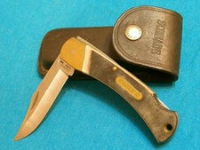 CUCHILLO BOWIE VINTAGE SCHRADE EE. UU. 6OT ANTIGUO OSO DORADO PLEGABLE CAZADOR CAMPAMENTO EN MUY BUENA CONDICIÓN