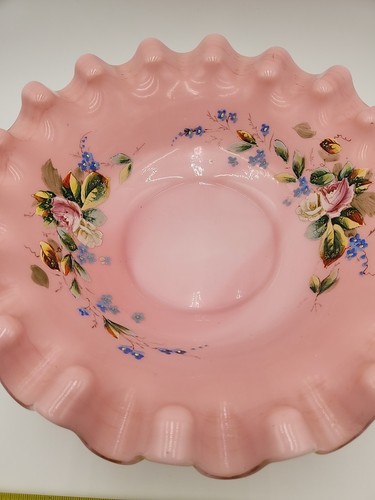 Large Antique Victorian Cased Glass Pitcher and Ruffled Wash Bowl Hand Painted - Picture 6 of 24