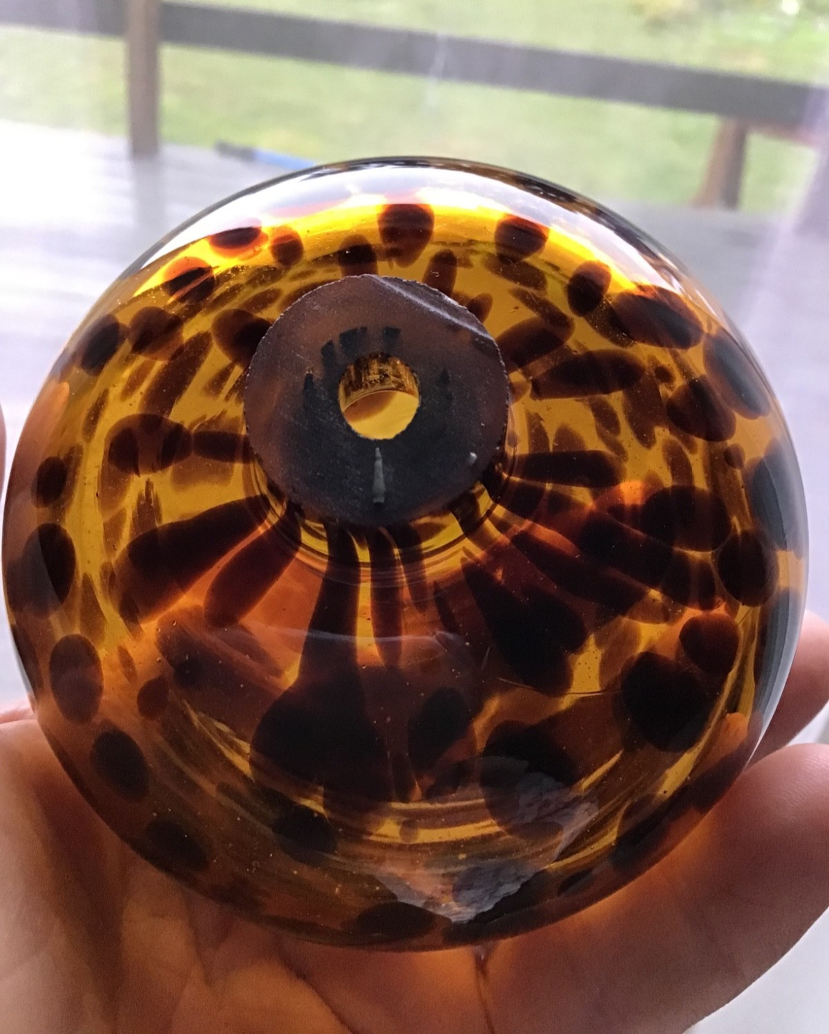 Lamp Perfume Bottle Tortoise Shell Leopard Design 3" No Wick
