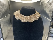 VTG Faux Pearl Beaded Collar/Choker Gold/Ivory Color