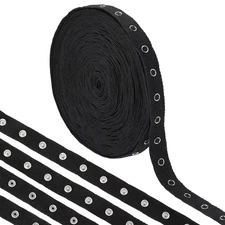 15 Yard Black Sewing Snap Trim, Soft Cloth Snap Button Tape, Fastener Press S...