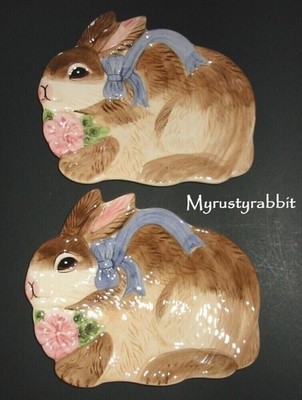 Maxcera Festive Rabbit Shaped Side Plates - Set of 2 - Easter Bunny Snack Dish