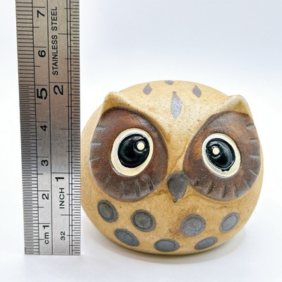 Vintage Japanese Pottery Round Owl Miniature Figurine Japan Kawaii