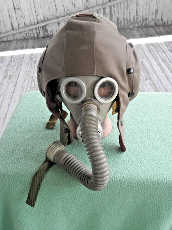 VINTAGE EAST EUROPE (RUSSA?) GAS MASK, SOFT HELMET AND MANNEQUIN ALL ONE BID NR