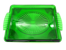 Vintage Emerald Green Glass Rectangular Servi...