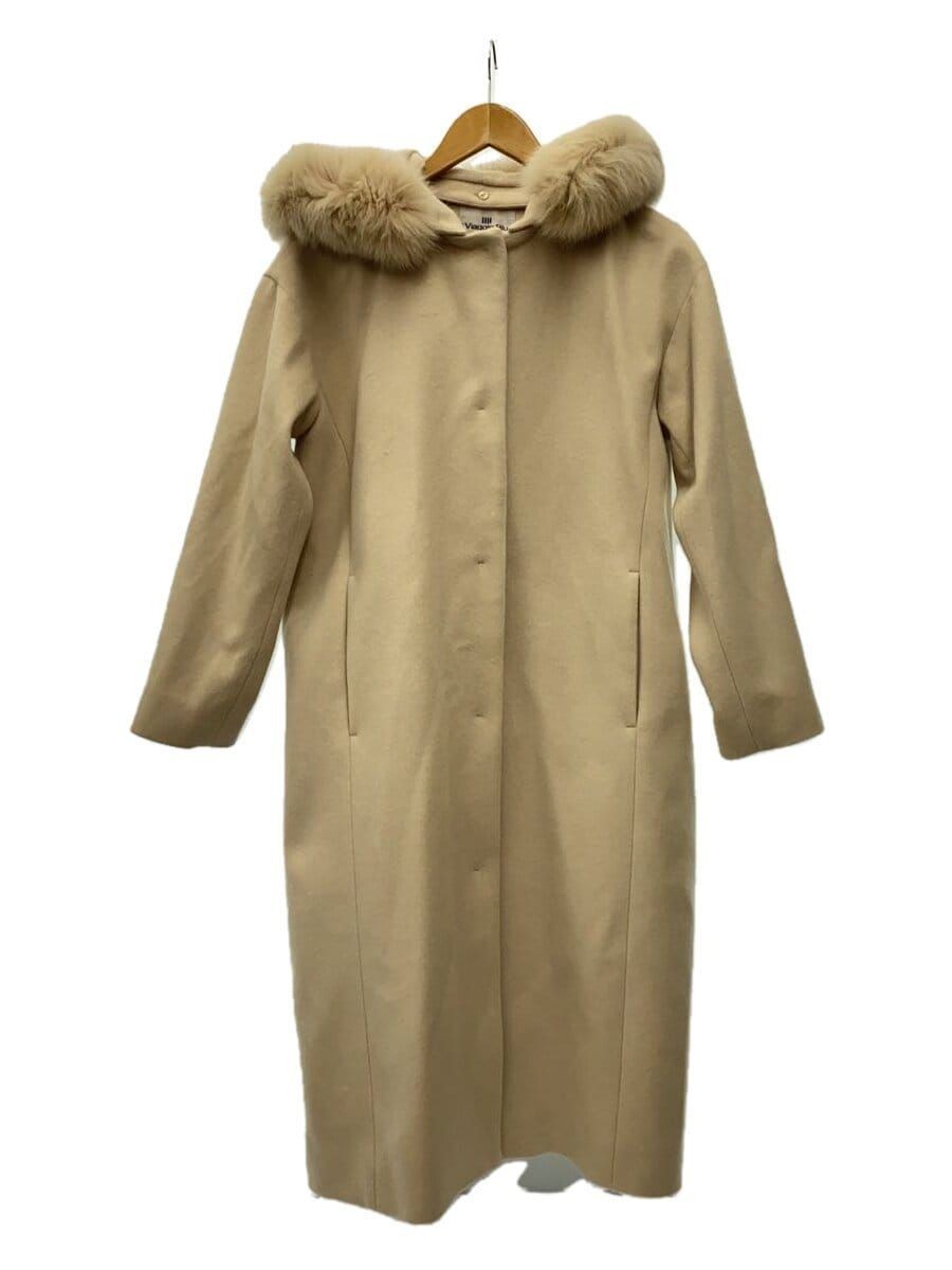 ALTRA Viaggio Blu Altro Cappotto 1 Lana Beige 2604 98032 Misto Lana di Agnello Pelliccia di Volpe Lungo
