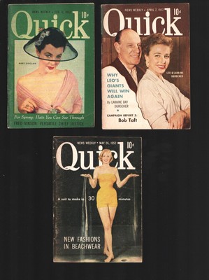 Quick Mini Mag Lot of 3 -Leo Durocher-Mary Sinclair-Lot #2 1952-sensationalism-c