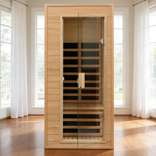1 Person Far Infrared Sauna Room Hemlock Wooden Cabinet Detox Therapy…