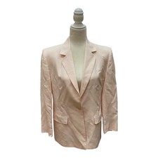 Talbots Linen Blend Light Pink Blazer Size 8 USA Made Preppy Spring Easter