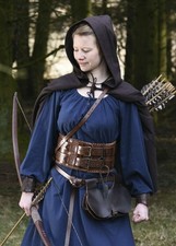 Brown Cotton Open Hooded Markus Gugel Medieval Reenactment Costume Larp Cosplay