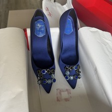 Roger Vivier Flower Strass Buckle Silk Heels Pumps Shoes RRP £550