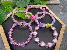 5 PC Child  s Kid Beaded Stackable 2  Diameter Plus Stretch Bracelet Set B137