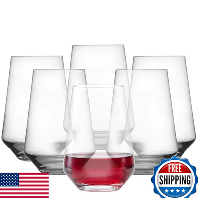 ZWIESEL GLAS Pure Stemless Bordeaux Red Wine Tumblers - Set of 6 - Tritan Crysta