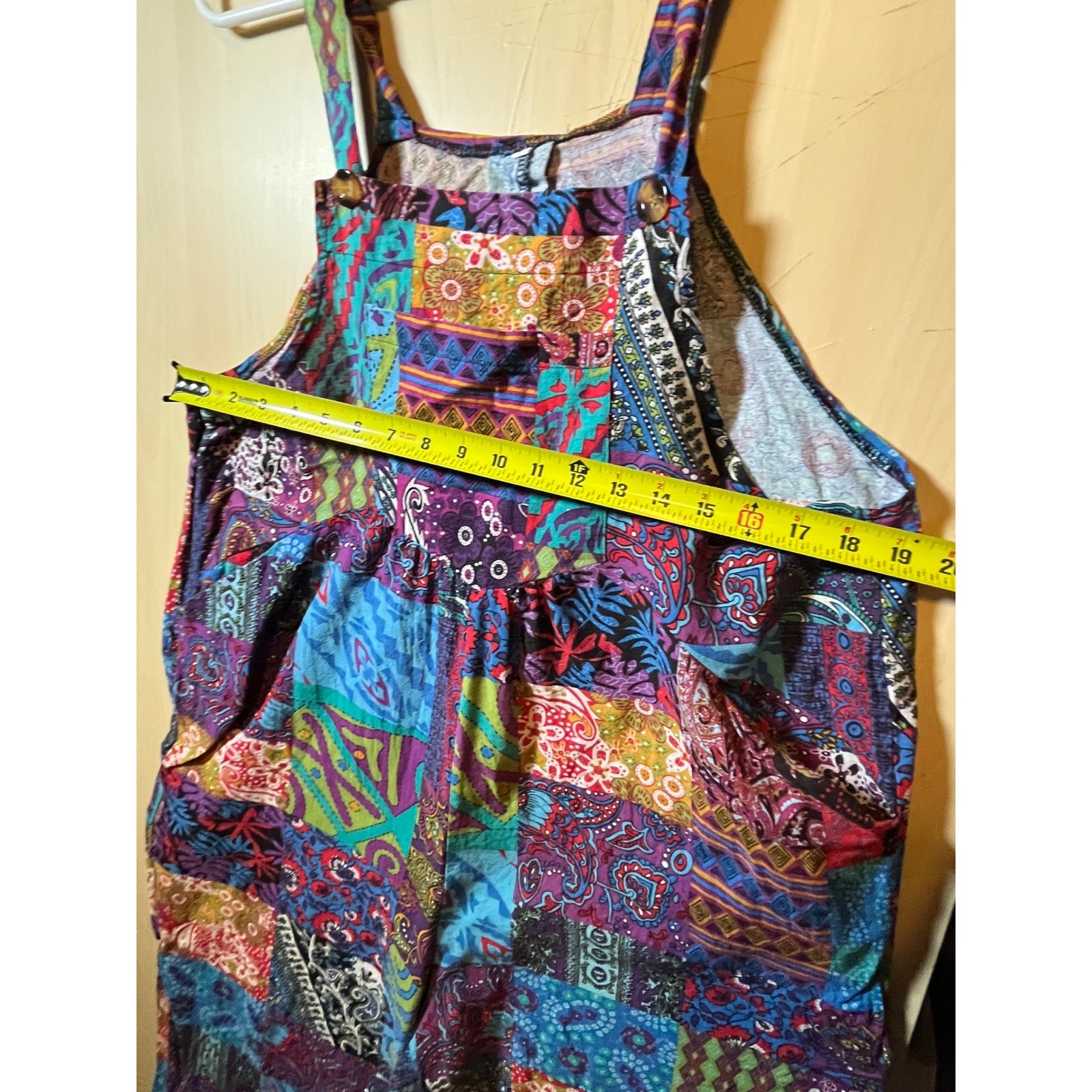 Boho Patchwork Overalls Multicolor Eclectic Wide … - image 3