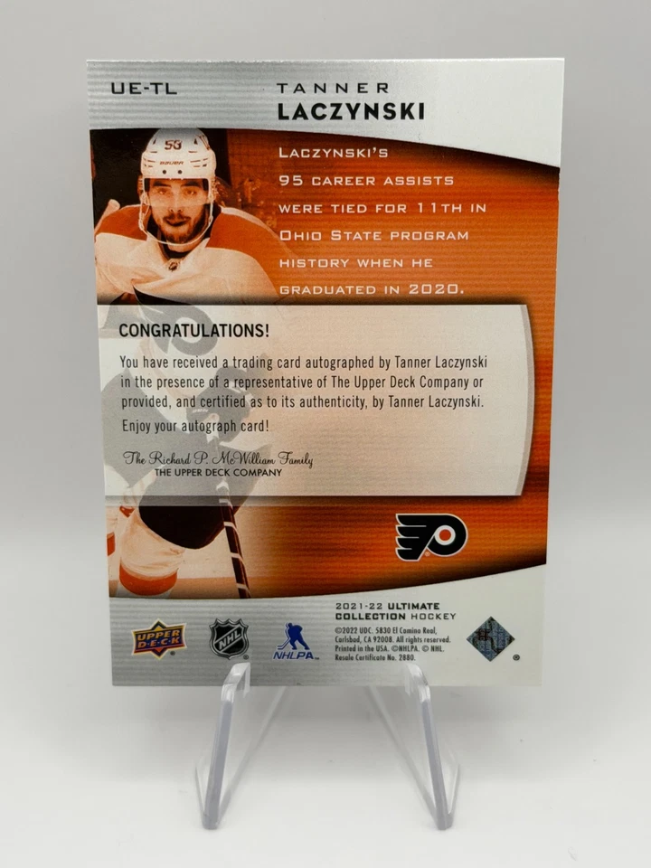 Tanner Laczynski - 2021-22 Ultimate Emblems Rookies #UE-TL Flyers RC Auto - Image 3 of 3