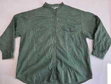 Vintage Gitano Green Linen Cotton Womens Long Sleeve Button-Up Shirt Size 22W