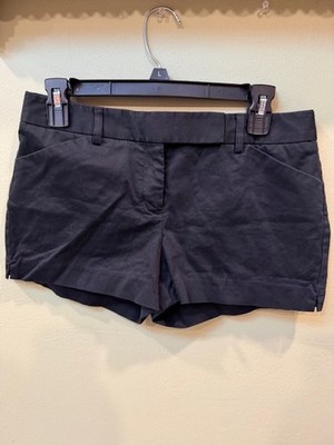 Express Design Studio Editor Women s Black Flat Front Chino Shorts Sz 6 No Cuff