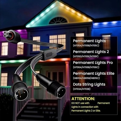 Waterproofed Double Power Supply Y Splitter for Light Extension Easyly Install