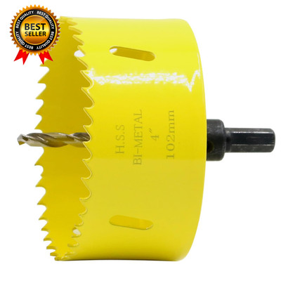 Bi-Metal 4 Inch Hole Saw with Arbor Mandrel for Deeper Cutting of Wood Cornhole