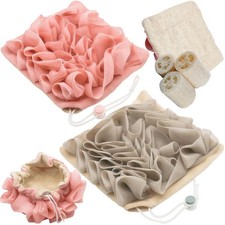 2 Pcs bar soap Pouch Washcloth Loofah Natural 1 Count Pack of 2 , Pink grey