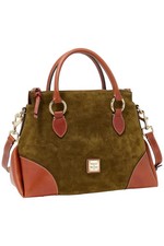 Borsa Dooney & Bourke piccola in camoscio con bordo in pelle fiorentina oliva