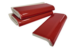 Candy Apple Red Ceramic Tile Mud Cap Subway Trim Mudcap Mid Century Modern