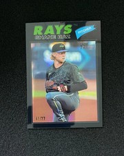 2026 Topps Heritage Shane Baz #348 Chrome Black Border 41/77 Rays QI95