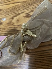Kirks Folly Gold Tone Angel Cherub Ornate Barrette Hair Clip