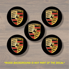 Porsche Wheel Center Cap Overlay x5, Vinyl Decal Sticker