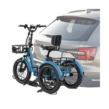 ABORON Fat Tire Trike Hitch Rack for SUV Truck RV, Heavy-Duty Foldable Bike C...