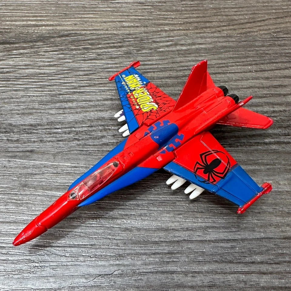 Marvel F/A-18C Maisto 2004 Peter Parker Spiderman Diecast Airplane Toy Red Y2k - Image 2 of 4