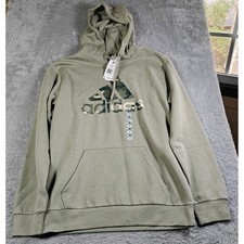 Adidas Men's Camo Logo Fleece Lined Green Hoodie Size Medium