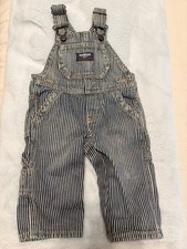 Vintage OshKosh B'gosh Classic Blue White Hickory Stripe Denim Overalls