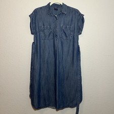 GAP Maternity Chambray Soft Denim Shirt Dress Drawstring Waist Small