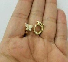 1.10Ct Round Lab-Created Butterfly Huggie Hoop Earring 14K Yellow Gold Over