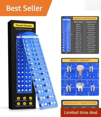 User-Friendly Nut and Bolt Thread Checker - Durable Aluminum with Laser Markings