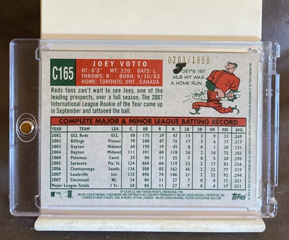 Joey Votto - 2008 Topps Heritage Chrome - Estrellas novatas de 2008 - #0203/1959 ⚾️⚾️ Foto 3 de 4