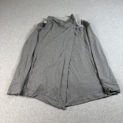Lululemon Jacket Women 12 Gray Open Pullover Thumbholes Yoga Soft Athleisure Gym