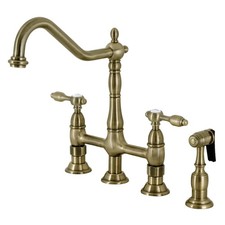 Kingston Brass KS1273TALBS Two-Handle 4-Hole Deck Mount Bridge Kitchen Faucet