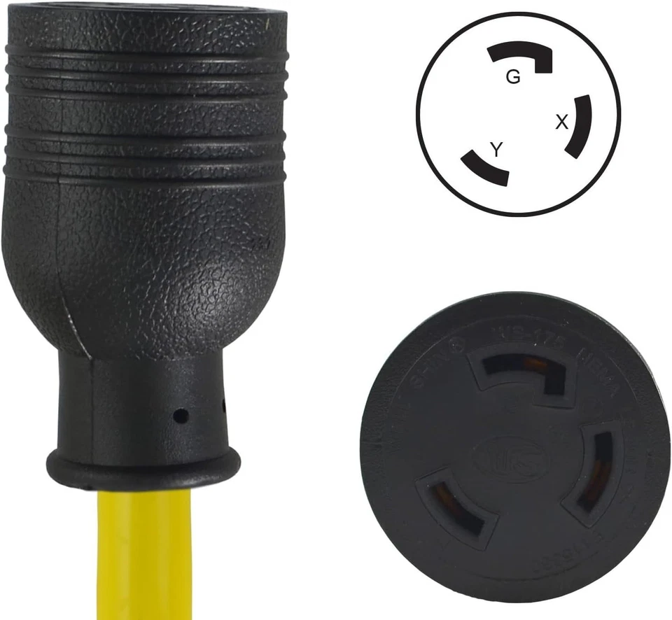 Cable adaptador Y 30 Amp 250V 3' L6-30P a NEMA L6-30R Foto 2 de 4