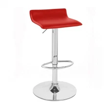 Contemporary Chrome Air Lift Adjustable Swivel Stools with Red Seat, Set of 2