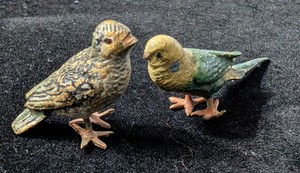 Old Antique Austria Vienna Cold Painted Bronze Birds Set Of 2