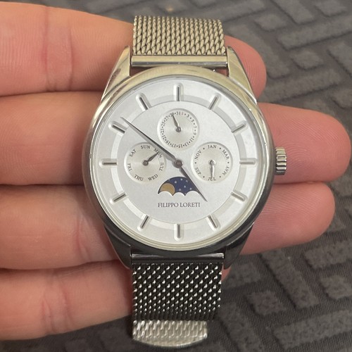 Filippo Loreti Venice Moonphase Silver Mesh Watch