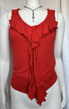 Vintage Y2K Ruffled Top Drapey Tank Red Coquette Boho Whimsigoth 2000's Small