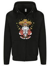 Christmas Praying Santa Christian Christianity God Mens Zip Up Hoodie