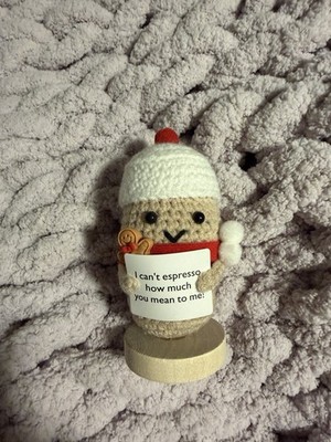 HAND MADE  I Can t Espresso How Much You Mean To Me  Coffee Knit Decoration