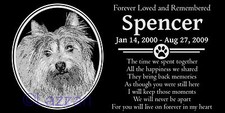 Personalized Cairn Terrier Dog Pet Memorial 12x6 Granite Grave Marker Headstone