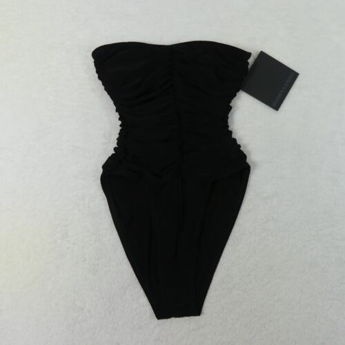 Norma Kamali Swimsuit Womens Extra Small Black Strapless Shirred Skinky Marissa