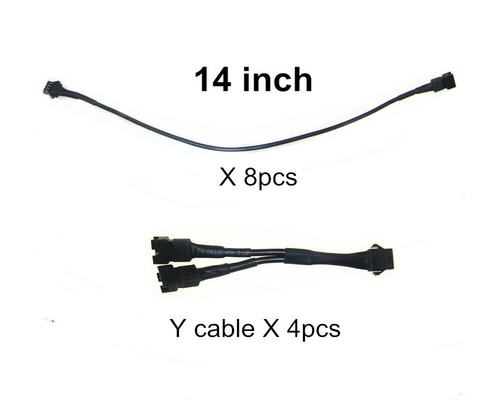14 Inch Black 4 Pins Extension Cord Y cable Plug And Play Connect To Led Light
