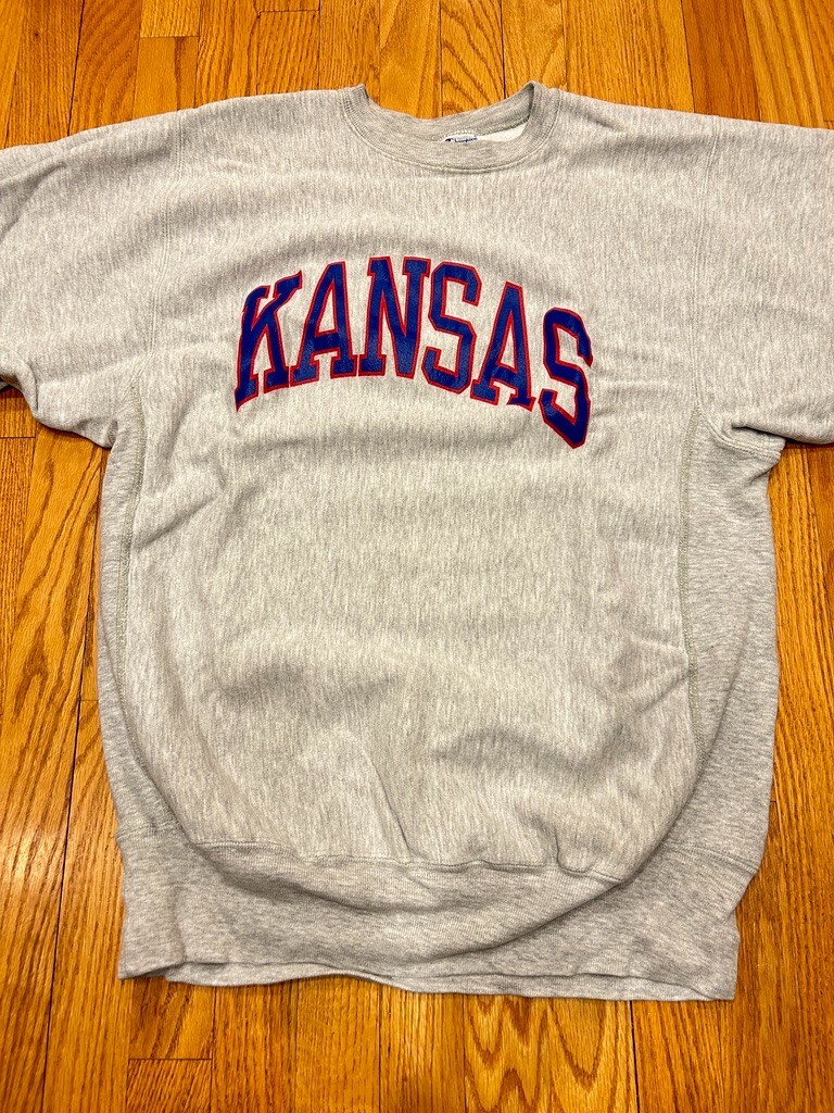 Vintage 90s Champion Reverse Weave Sweatshirt Kansas Grey 2XL | eBay